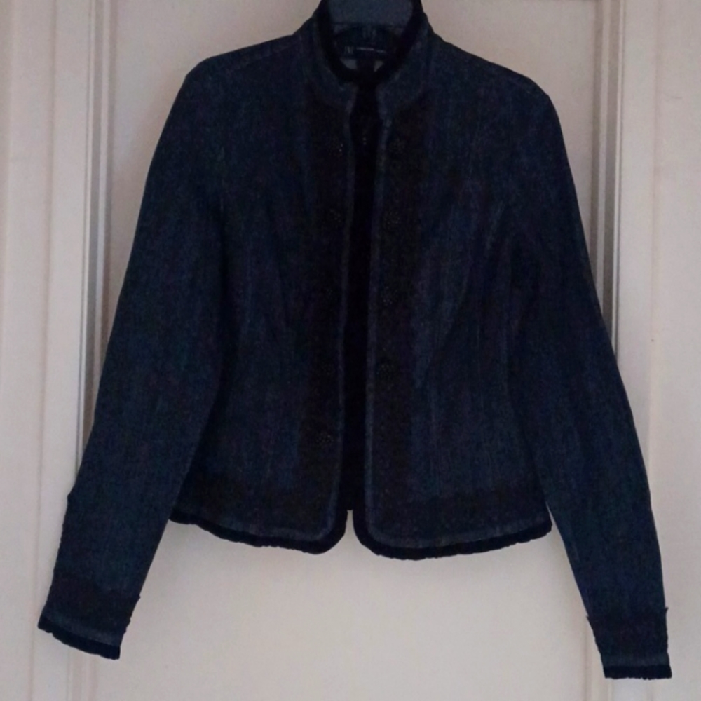 INC Denim and Embroidery Jacket size Large